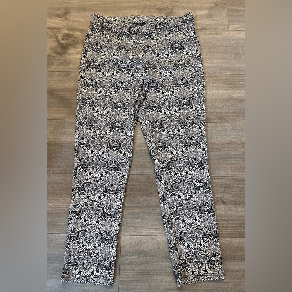 Rafaella Black & White Patterned Pull-On Pants - Size 12